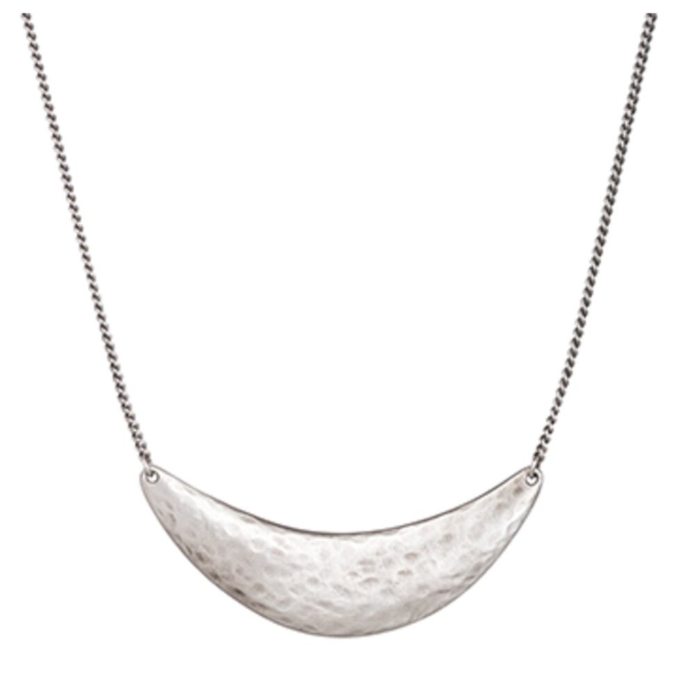Hammered Silver Crescent Necklace